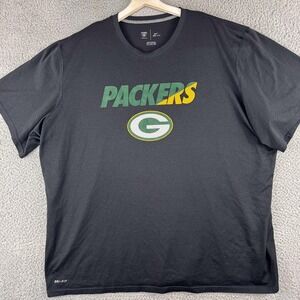 Green Bay Packers Shirt Mens 4XL Black NFL Football Dri Fit Nike Training Tee